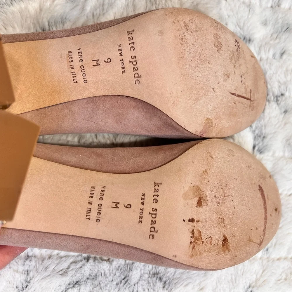 Kate Spade Anastasia Demi Rose Suede Gold Glitter Pumps Sz-9 - Picture 9 of 11